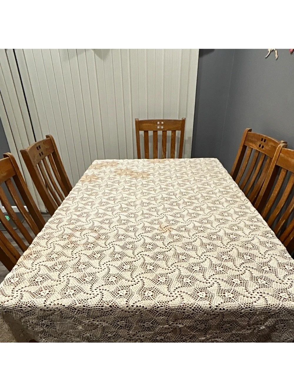 Vintage, Hand-Made in the 40’s, Crocheted Lace made for bedspread or table cloth